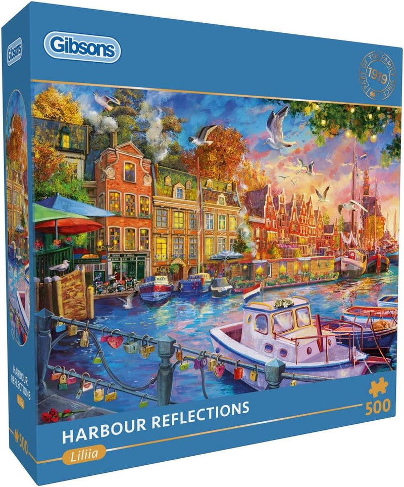 Gibsons - reflejos del puerto - ai - 500 piezas - 48×34cm - rompecabezas para adultos