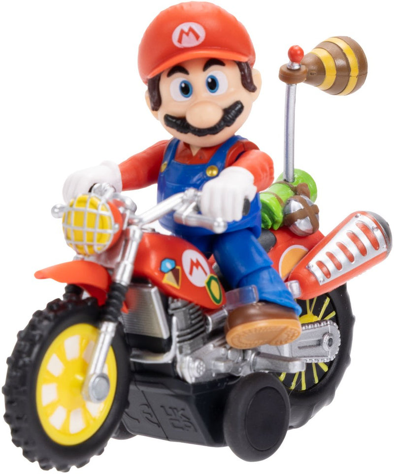 Jakks pacific the super mario galaxy movie action figure met pull back motorcycle mario 6 cm action figuur
