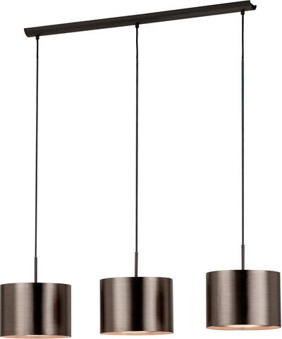 Eglo saganto 1 - lampada a sospensione - 3 luci - E27 - color marrone rame