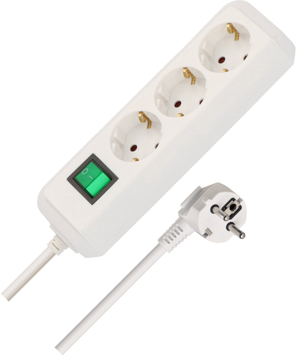 Brennerstuhl eco-line enchufe con interruptor 3 vías blanco 1,5m h05vv-f 3g1.5 - 1152320015