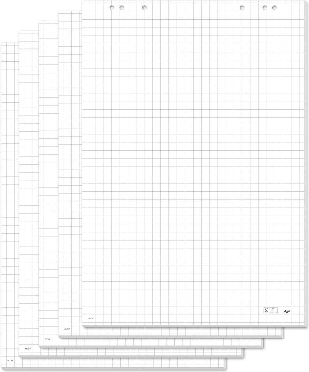 Sigel flipoverblok meet up - 80g 68x98cm geruit, 5 sets a 20 vel met perforatie - si-mu165
