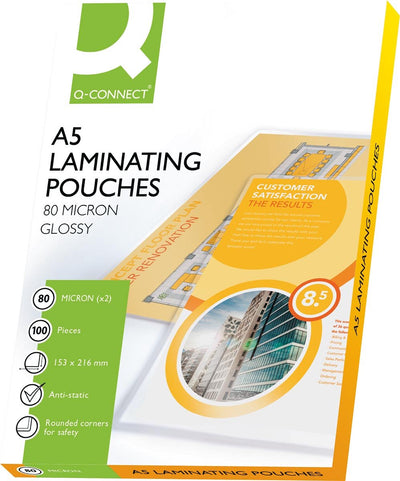 Bolsa plastificadora Q-connect a5 2x 80 micras 100 piezas