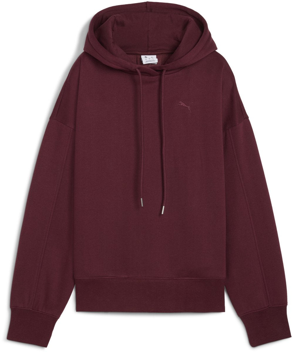 Puma her oversized hoodie fl ladies sweater - ruby shimmer