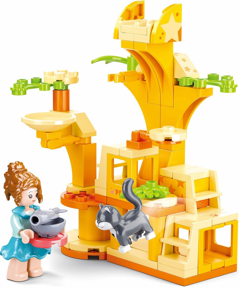 Sluban Girls Dream Cats Parque infantil Juguetes de construcción para niños a partir de 6 años - Juguetes de construcción Juego de animales para construir modelos - Caja de construcción con 81 bloques de construcción y 1 minifigura - m38-b0970d