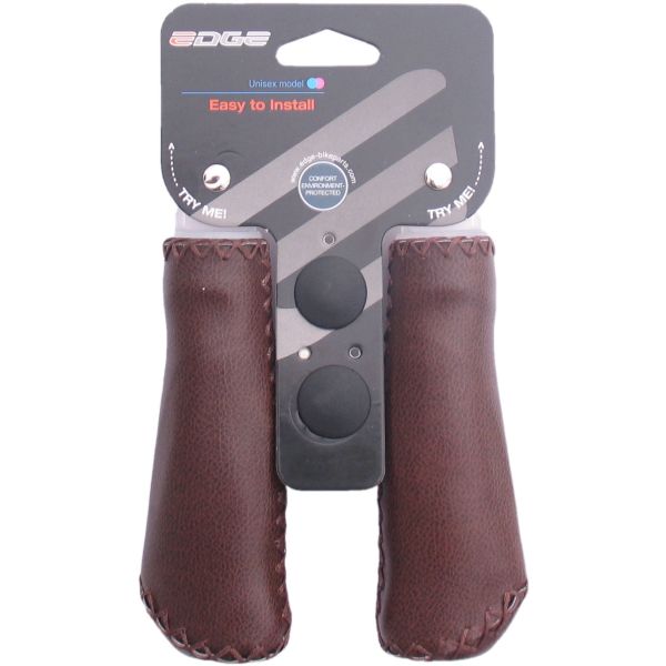 La agarre de cuero de borde - juego de mango de cuero ergonómico - 135 mm - marrón oscuro