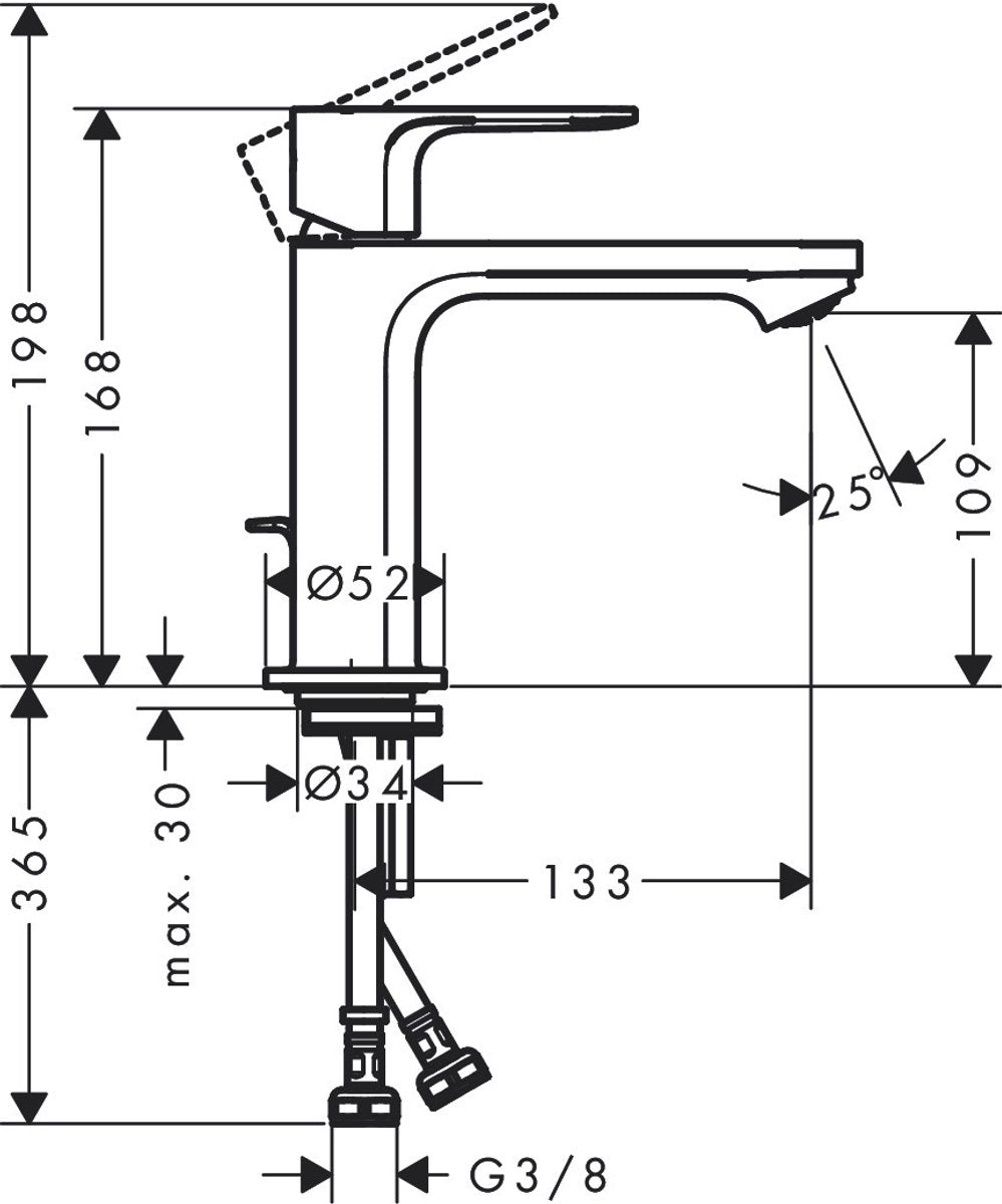 Hansgrohe rebris e - miscelatore lavabo - funzionamento monocomando - cool start risparmio energetico - senza scarico - misura 110mm - nero opaco