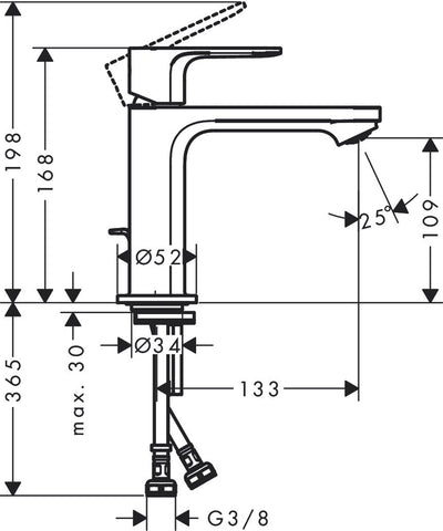 Hansgrohe rebris e - miscelatore lavabo - funzionamento monocomando - cool start risparmio energetico - senza scarico - misura 110mm - nero opaco