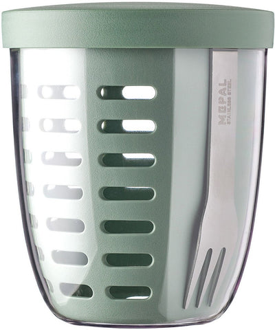 Mepal - bote de frutas y verduras elipse - 600 ml - incl. tenedor - salvia nórdica