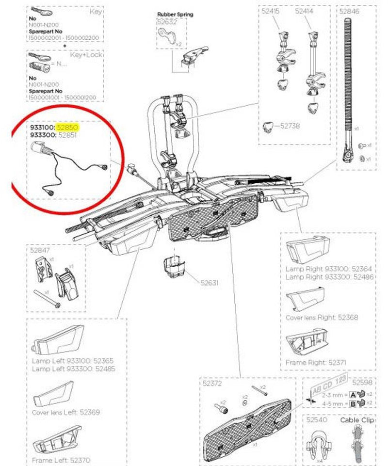 Conector eléctrico Thule easyfold 13p 933 934 recambio plata