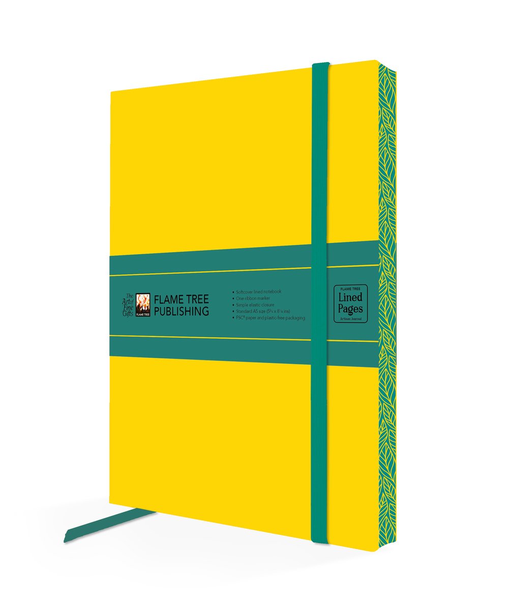 Yellow dark teal artisan paperback notebook