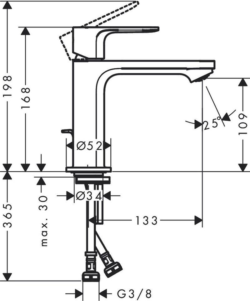 Hansgrohe rebris e - miscelatore per lavabo - funzionamento monocomando - cool start a risparmio energetico - con scarico - dimensione 110 mm - cromo
