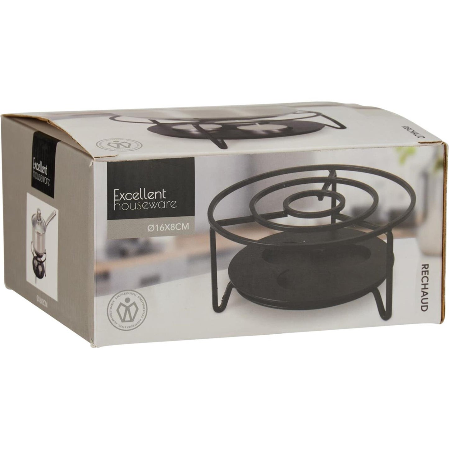 Eccellente piatto casalingo in acciaio inossidabile ø16xh8cm nero
