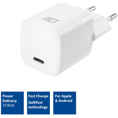 ACT Connectivity Compact USB-C Charger 33W con entrega y GaN