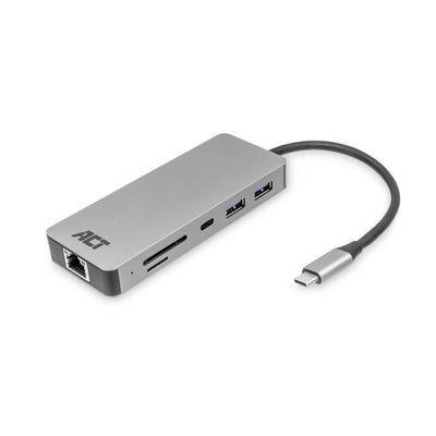 Conectividad ACT USB-C 4K Estación de acoplamiento para 1 HDMI Monitor, EthEd