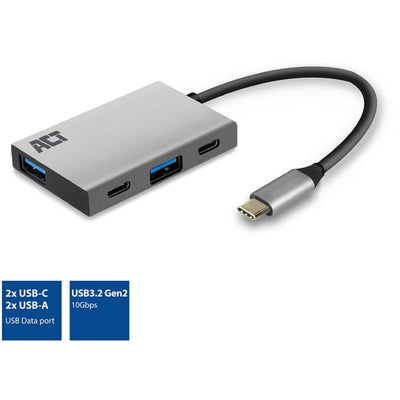 ACT Conectividad USB-C Hub 4 puerto con 2x USB-C y 2x USB-A
