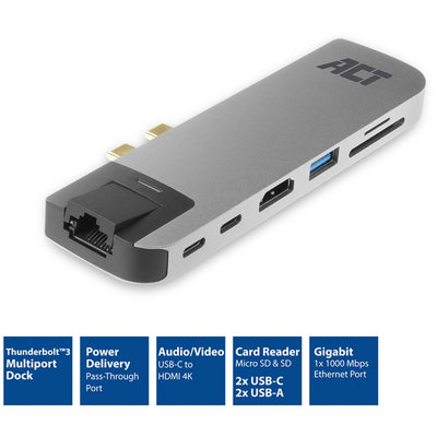 ACT Connectividad USB-C Thunderbolt 3 al adaptador Multiport HDMI