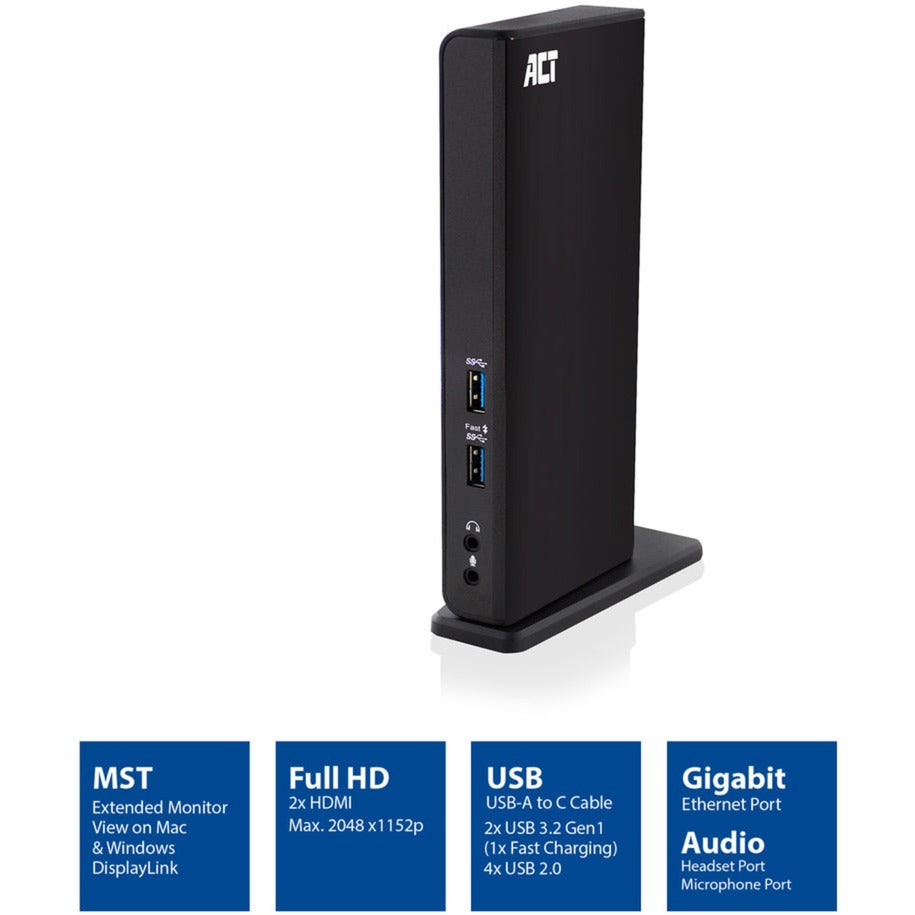 Conectividad ACT USB-C o USB-A Dual Monitor Station