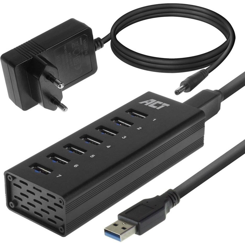 ACT Connectivity USB Hub 7 Porta con stroomadapter