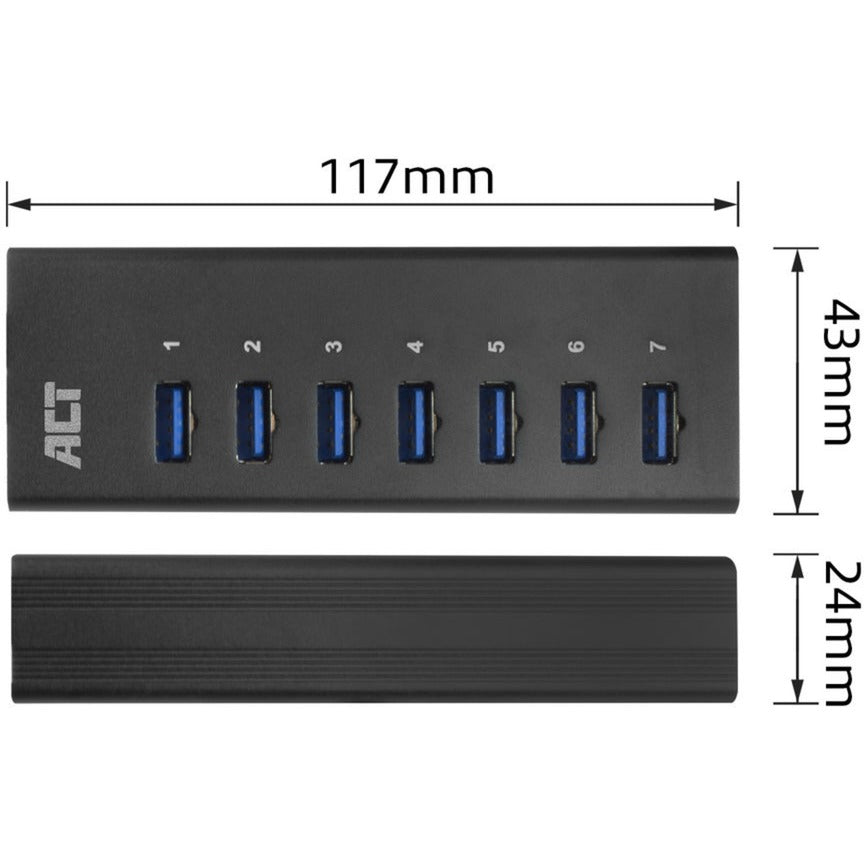 ACT Connectivity USB Hub 7 Porta con stroomadapter
