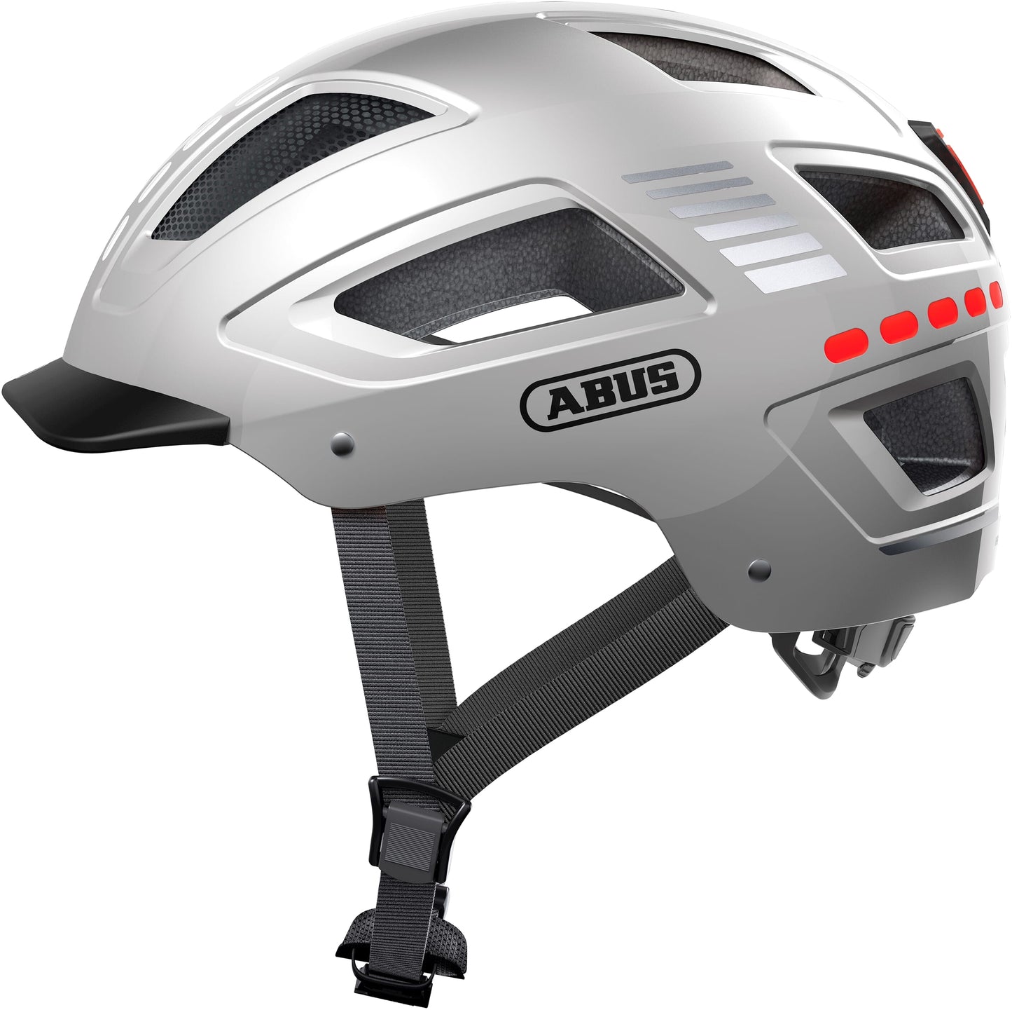 ABUS Casco Hyban 2.0 LED SEÑAL Silver M 52-58 cm