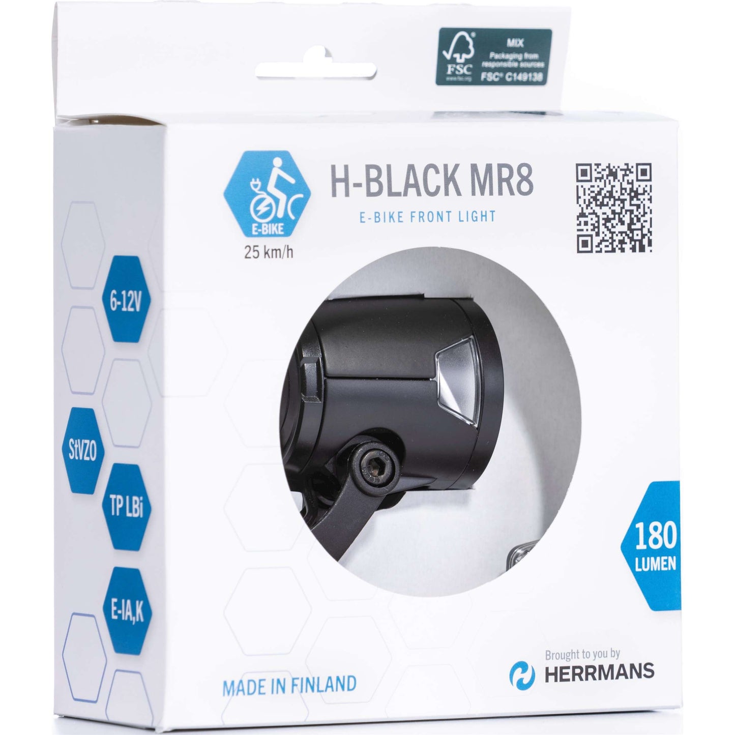 Fearca HRMANS H -Black MR8 E 6-12 Volt - con supporto - 180 Lumen