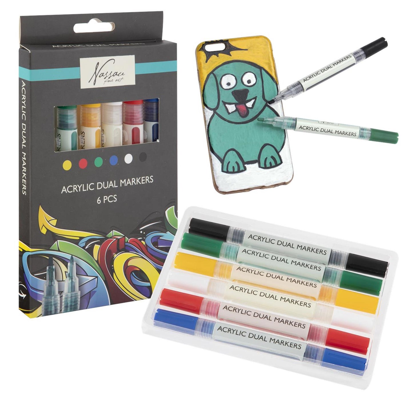 Nassau dual acrylmarkers 6 stuks
