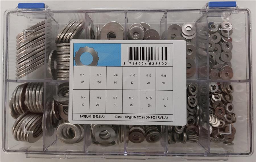 Assortimento di anelli d125+d9021 acciaio inox a2