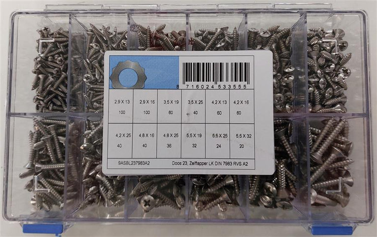 Assortment self-tapping tool d7983 stainless steel a2