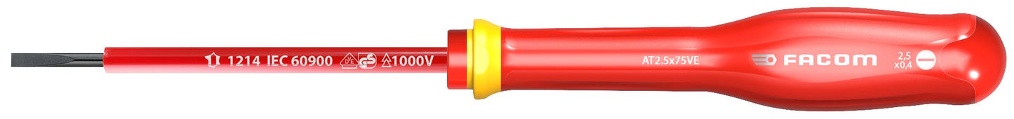 Destornillador Facom ranura protwist 2,5x75 aislado 1000v - at2,5x75ve - at2,5x75ve