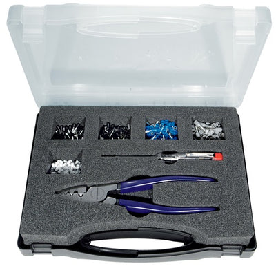 Gama de casquillos Promat tecwerk | 502 piezas 0,50-4,00 mm² | alicates para probador de fases | estuche surtido - 4000810404