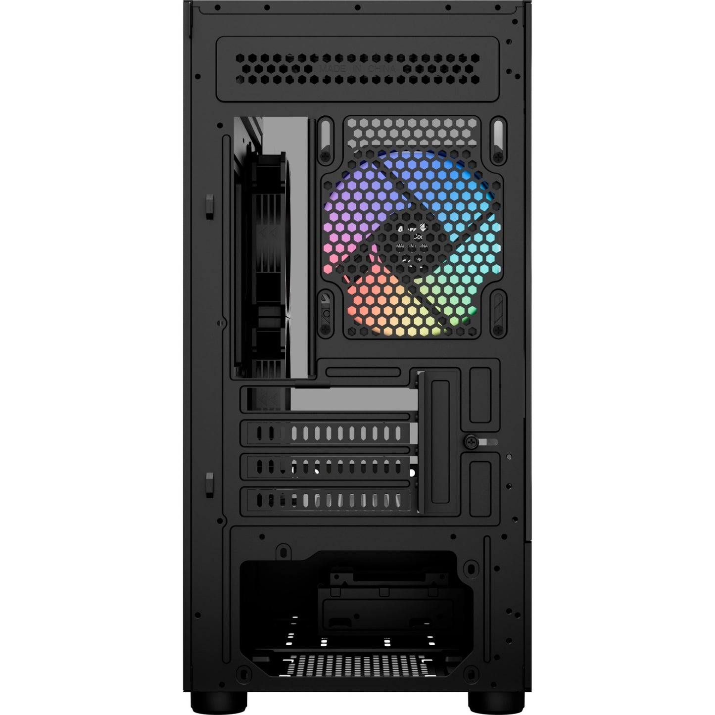 AEROCOOL PC-behuizing - Minitoren - Micro-ATX-formaat - Geen stroomvoorziening - Zwart AEROCOOL PC-behuizing - Minitoren - Micro-ATX-formaat - Geen stroomvoorziening - Zwart