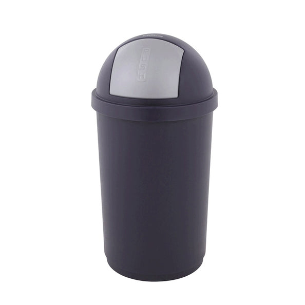 Afvalbak met pushdeksel blauw zilver (45 liter)