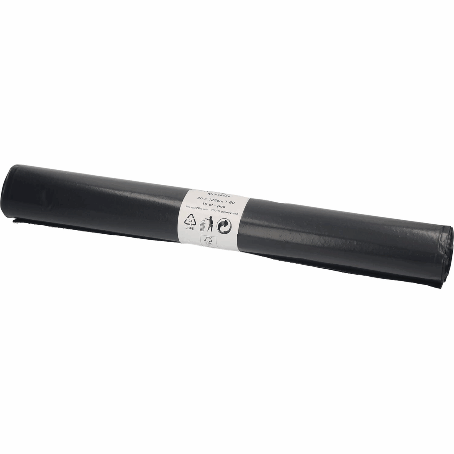 Sacco per rifiuti nero 90x125 cm T60 rotolo (10 pezzi)