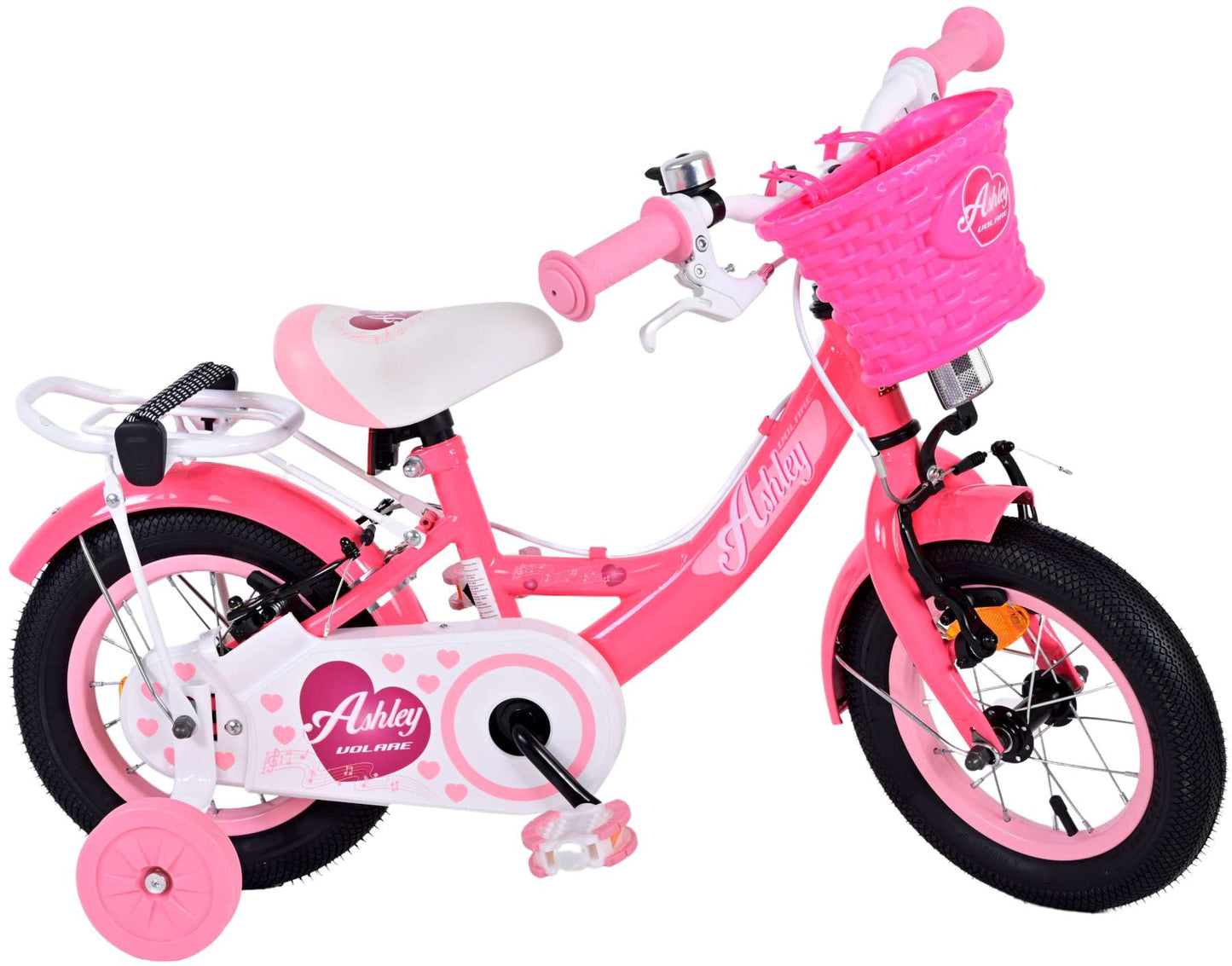Volare Ashley Kinderfiets - Meisjes - 12 inch - Roze Rood - Twee handremmen