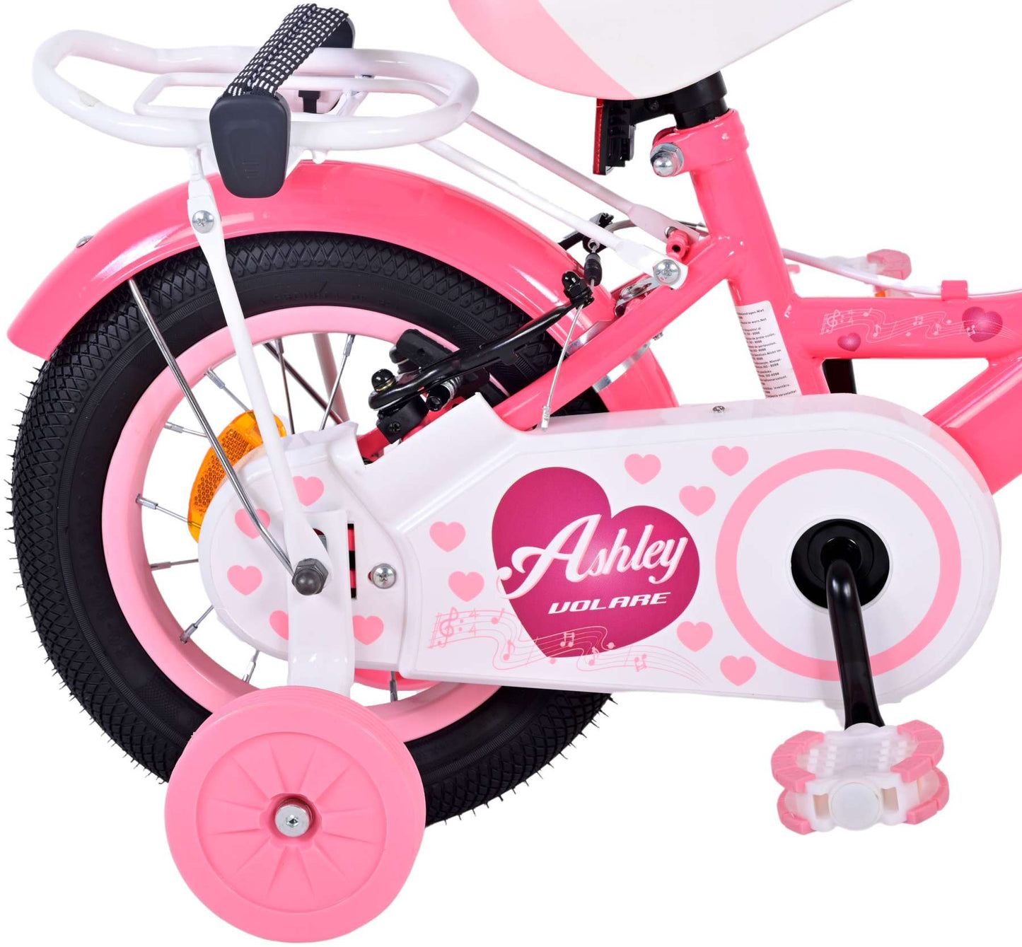 Volare Ashley Kinderfiets - Meisjes - 12 inch - Roze Rood - Twee handremmen