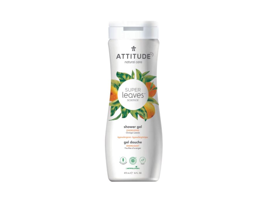 Actitud ducha gel energizando hojas de naranja