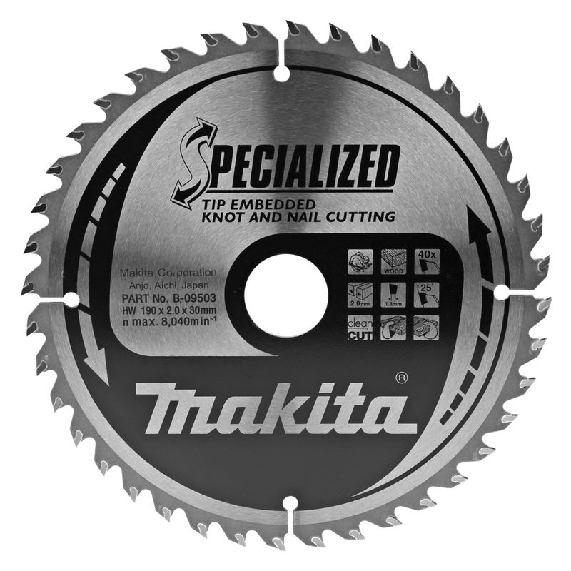 Lama per sega Makita | tipo | 190x30x2,0 | 40t | 23 gradi - b-09503