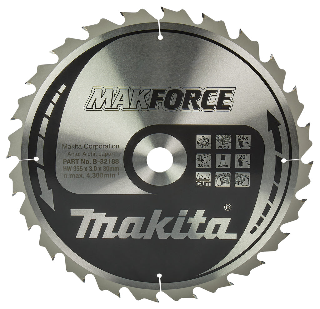 Accessori Makita lama sega circolare legno 355x30x3,0 24t 20g - b-32188