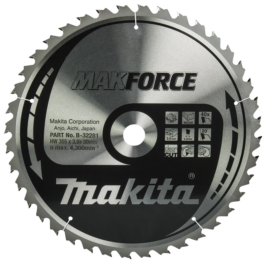 Accessori Makita lama per sega circolare | legno | 355x30x3,0 40t 20g - b-32281