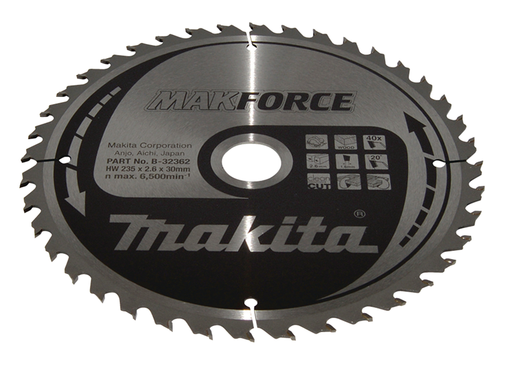 Lama per sega Makita legno 235x30x2,6 40t 20g - b-32362