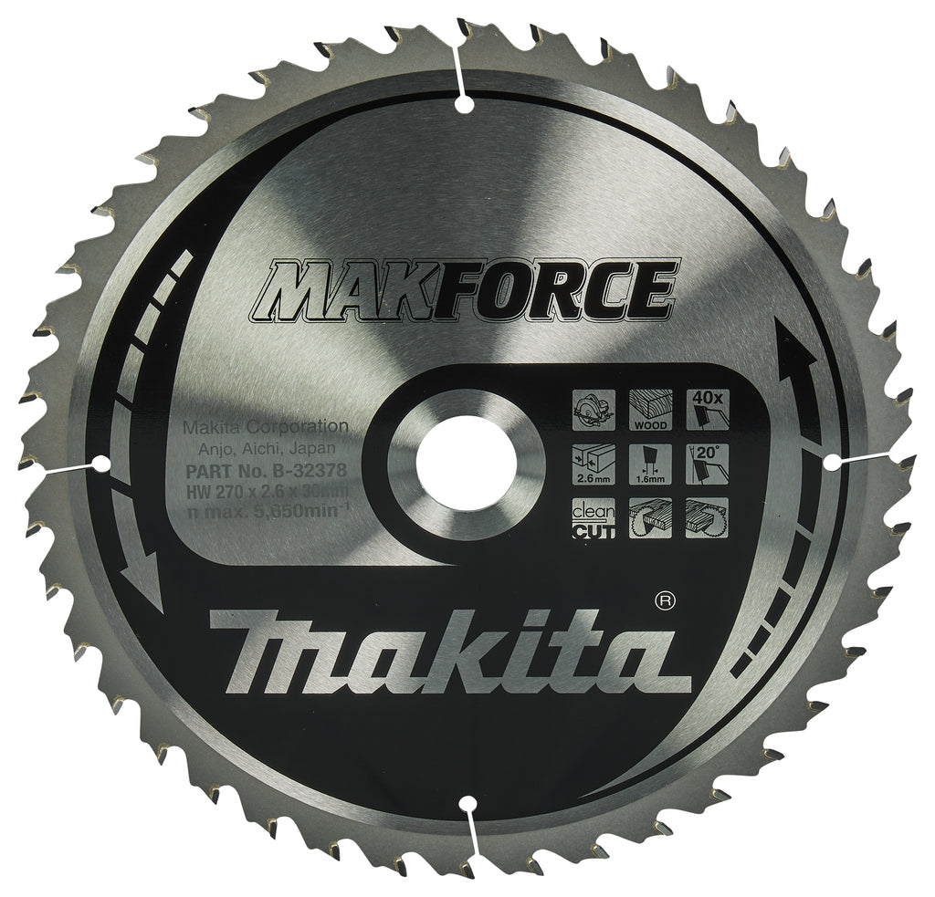 Accessori Makita lama per sega circolare | legno | 270x30x2,6 40t 20g - b-32378