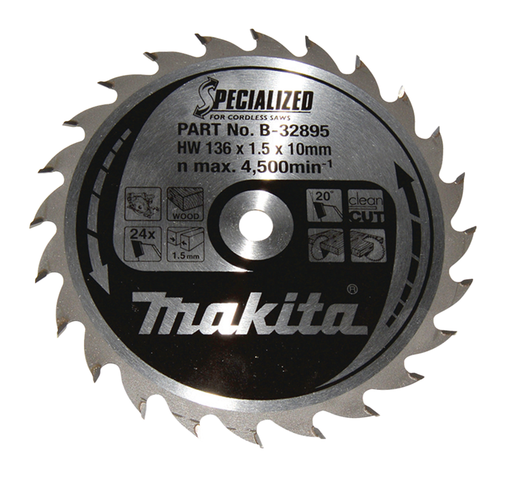 Lama per sega Makita legno 136x10x1,5 24t 20g - b-32895
