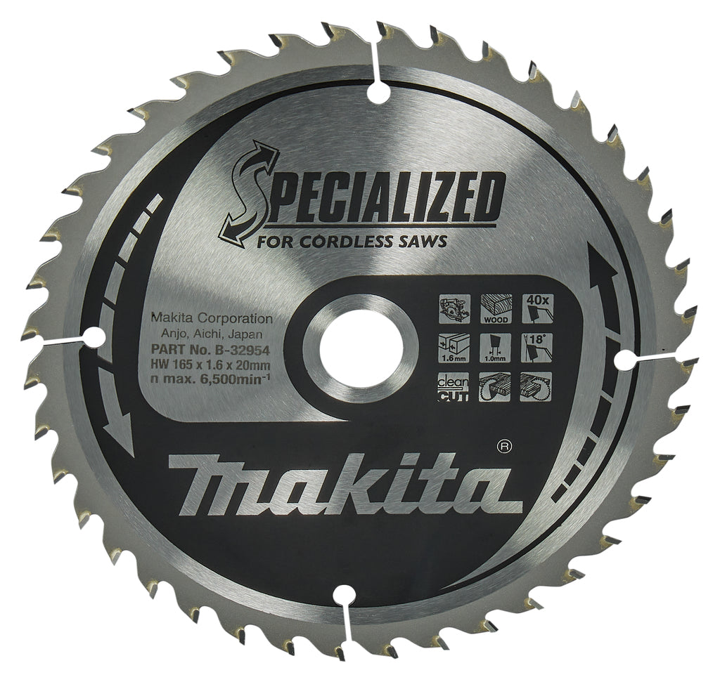 Makita accessoires cirkelzaagblad | hout | 165x20x40t 18g - b-32954