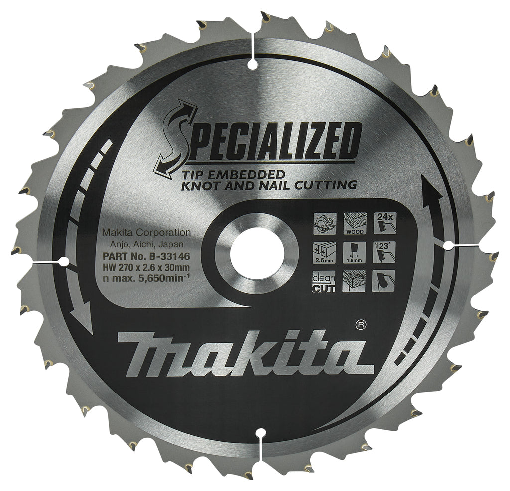 Accessori Makita lama per sega circolare | legno | tipo 270x30x2,6 24t 23g - b-33146