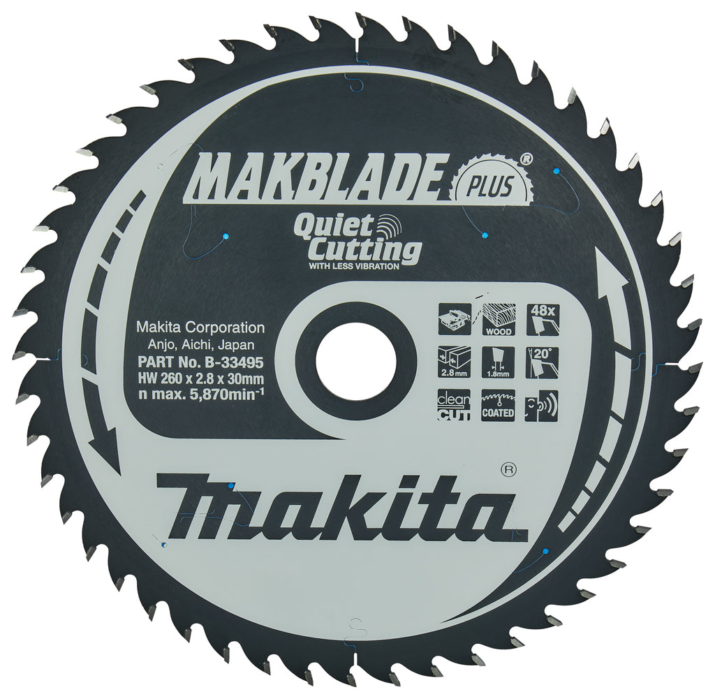 Accesorios Makita hoja de sierra de mesa | madera | qc 260x30x2.8 48t 20g - b-33495