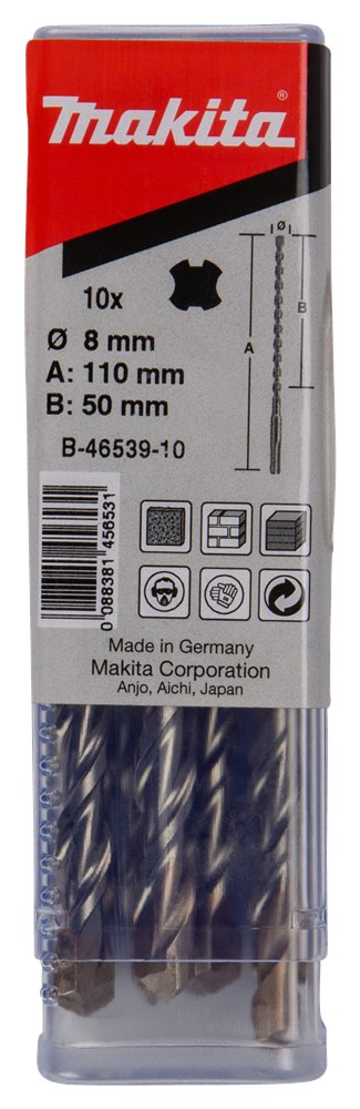 Accessori Makita p2s:punta sds-plus 8x110mm 10pz - b-46539-10