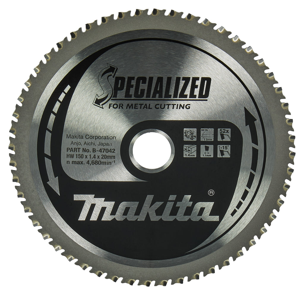 Makita accessoires cirkelzaagblad | dun plaatstaal | 150x20x1,4 52t 0gr - b-47042