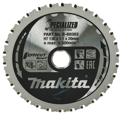 Hoja de sierra makita ffcut 136x20x1.1 30t 0g - b-69303