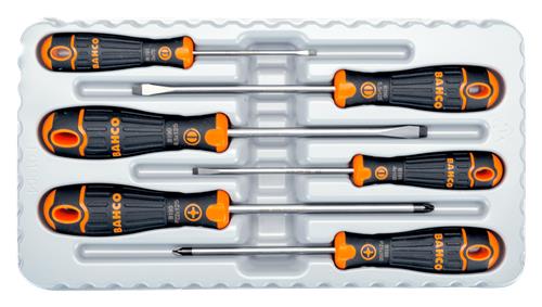 Bahco fit schroevendraaierset met rubber greep, gleuf-, pozidriv - 6-delig - b219.016
