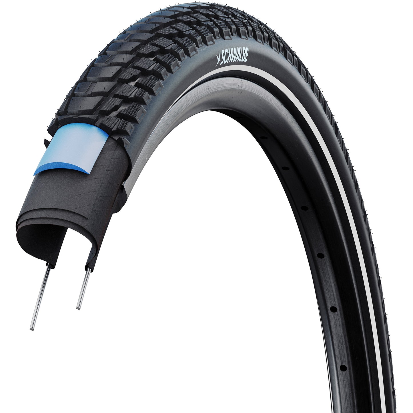 Schwalbe marathon plus tour - cablato - addix - smartguard - 700x35c - nero + reflex